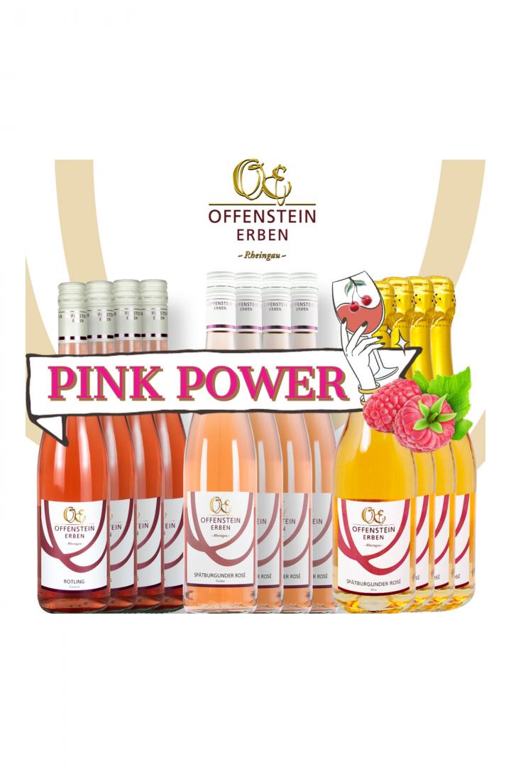 Bunte Flaschen mit Rosé-Weinen